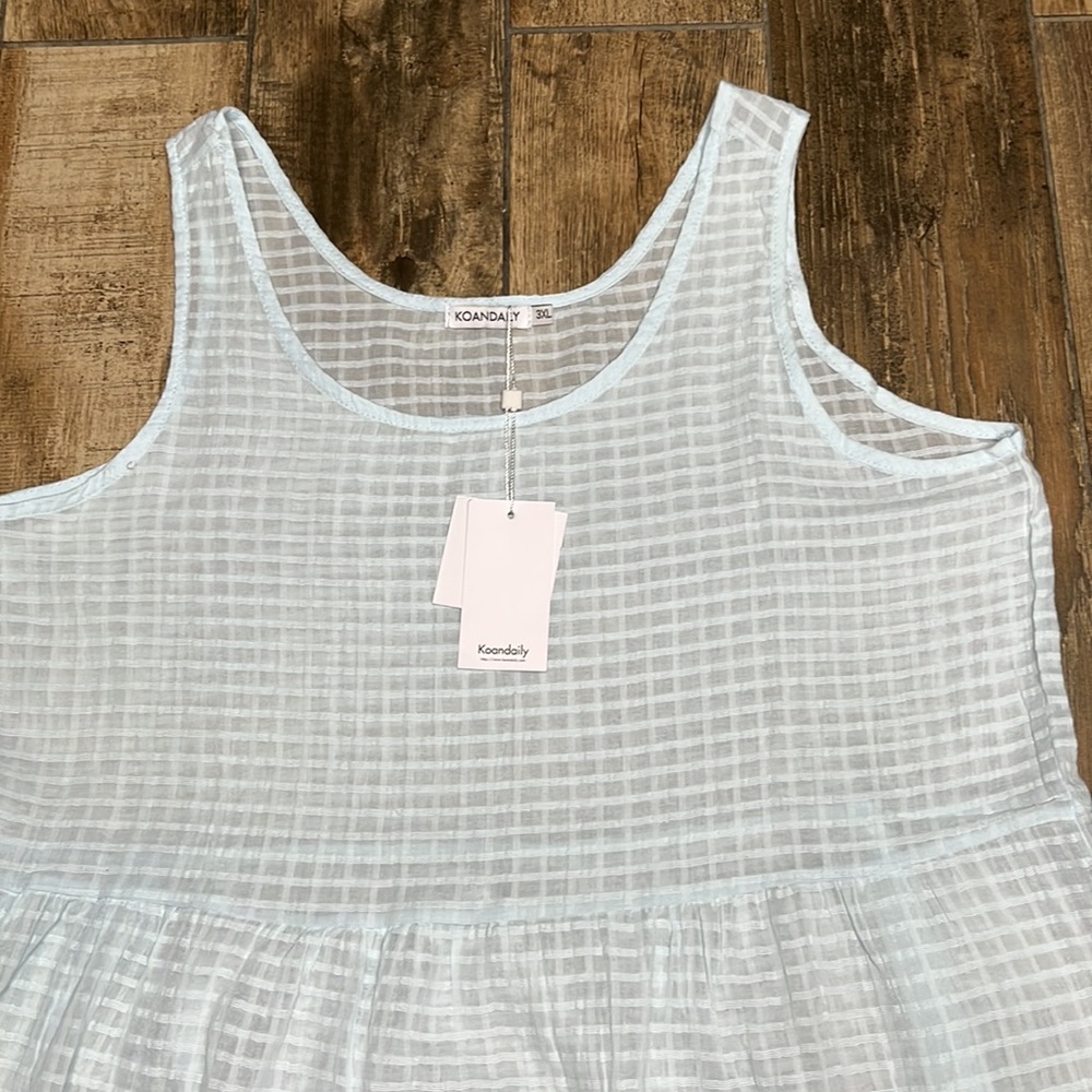 Koandaily dress baby blue mini peasant dress boho  coquette sheer sz 3xl nwt - Picture 2 of 6